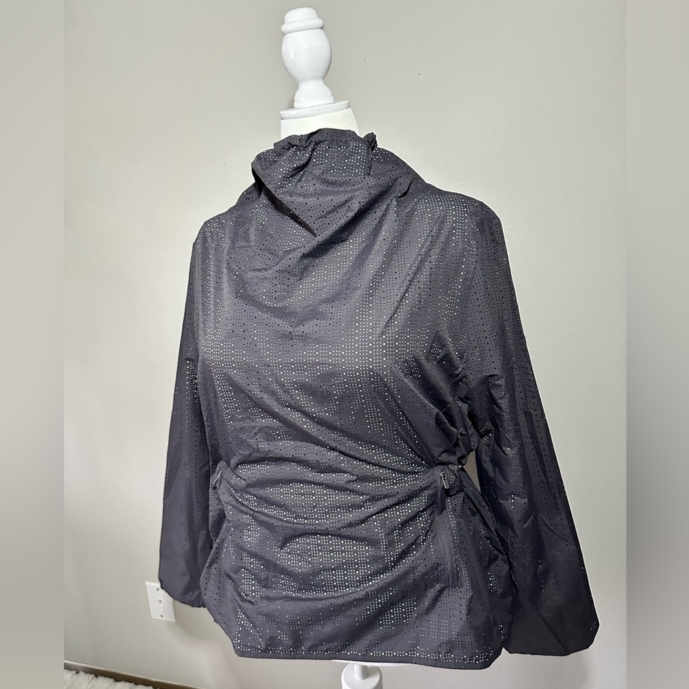 NWT Fabletics Light Weight Grey & Teal Pullover Windbreaker Size XXL (16-18)